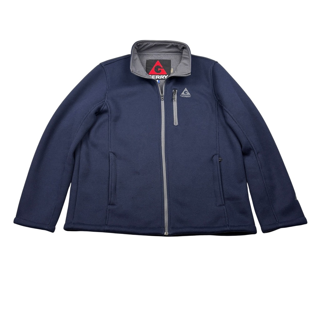 Gerry Jacket Mens Size XXL Blue Sweater Knit Sherpa Lined Full Zip Fleece Coat